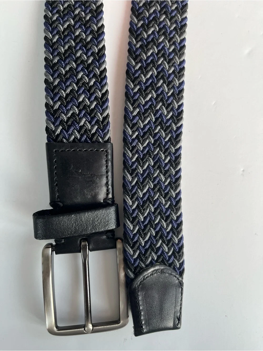 Tommy Bahama Woven Cord Adjustable Belt in Black and Navy-Size L/XL